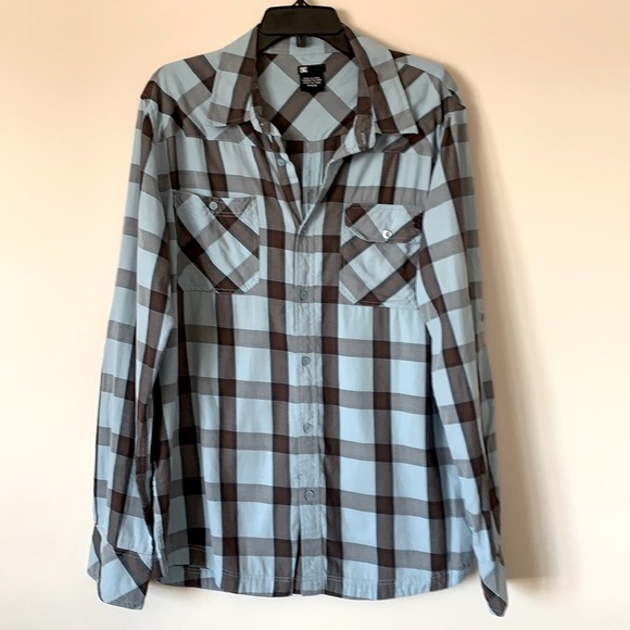 Other - DC Medium Blue and Brown Button up Shirt